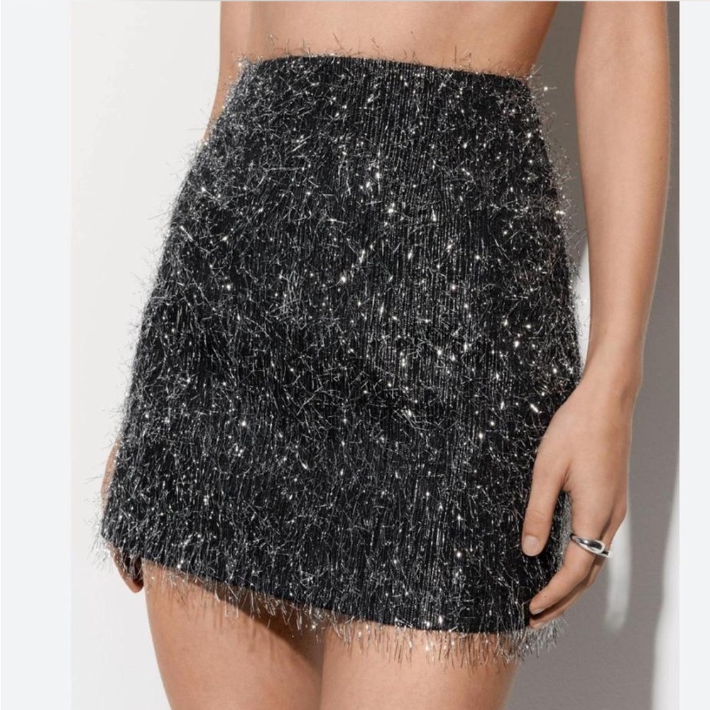NastyGal Premium Textured Tinsel Jacquard Mini Skirt Size 0 NWT